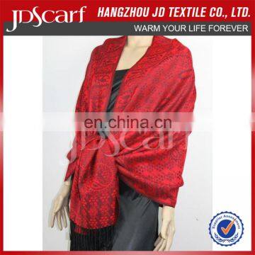 Red pashmina scarves JDC-249 LATEST 50% viscose+50% acrylic multicolor pamshmina scarf