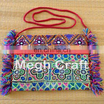 Handmade Ethnic Vintage Banjara Clutch - Kutch Patchwork Cotton Clutch- Tribal Vintage Patchwork Cotton Wallet photo-2