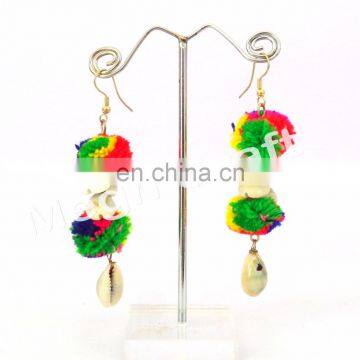 Handmade Pom Pom Earrings- Antique Pom Pom Earrings/Designer Shall Pom Pom Earrings photo-2