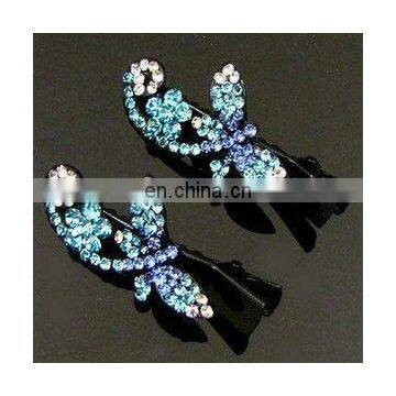 2013 newest fashion alloy colorful dragonfly rhinestone hair clip