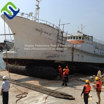 Inflatable marine rubber ship launching moving airbag