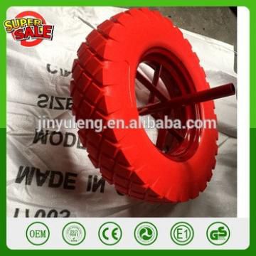 16'' Puncture proof 4.00-8 wheelbarrow wheel pu wheel solid wheel for wheelbarrow WB6400 metal spoke rim flag pattern tubeless