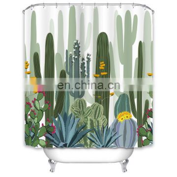 New Custom Printed Shower Curtains For Bathroom ,Cactus Pattern Polyester Shower Curtain