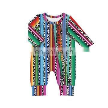 High quality boutique Leopard print  serape baby knitted romper body suit autumn baby romper