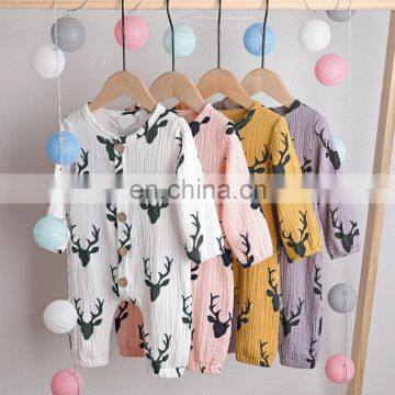 Christmas Newborn Romper Baby Boy Girl Button Jumpsuit Deer Print Toddler Costume 4Colors 4Size