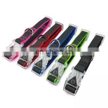 Customized color luxury dog collar with LED buckle  dog collars in bulk for dog