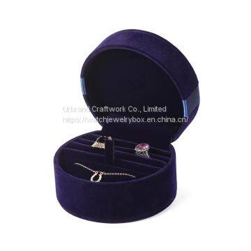 Bespoke Design Ring Necklace Packaging Luxury Round Velvet Jewelry Box With Logo photo-3
