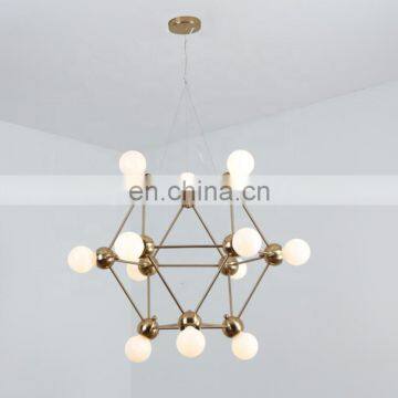 Modern Industrial Art Deco Metal Glass Ball Round Led Ceiling Chandelier Pendant Lamp photo-3