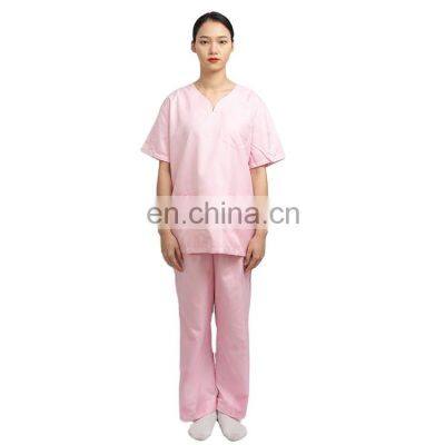 Custom Women Hospital Uniform Pink V Neck Ladies Nurse Doctors Fashion Surgical Medical Scrubs Suits