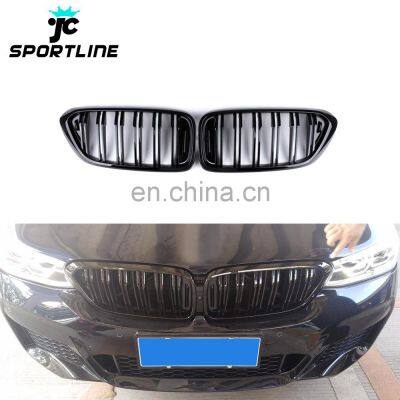 Glossy Black ABS Dual Slats G32 Front Kidney Grills for BMW 630i GT M Sport 2017-2019