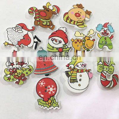 Fancy 2 Holes Cartoon Craft Mixed Animal Colored Cute DIY Flower Wooden Button