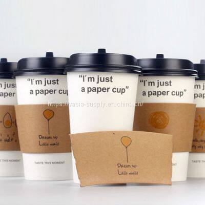 White recycled corrugated disposable coffee sleeves coffee shop coffee mug cup holder