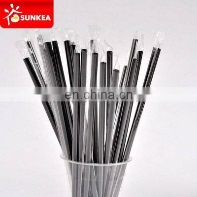 Disposable cute plastic black straight drinking straw