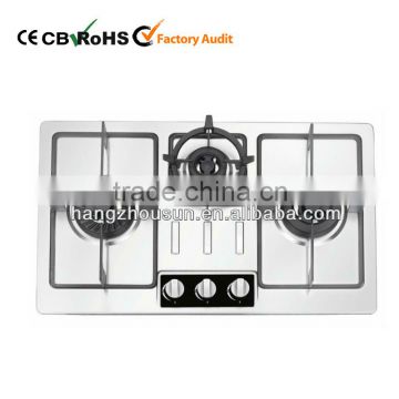 3 burner stainless steel gas hob