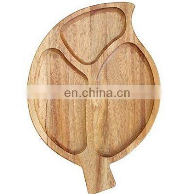 Wholesale Acacia Wood Leaves Shape Snacks Plate