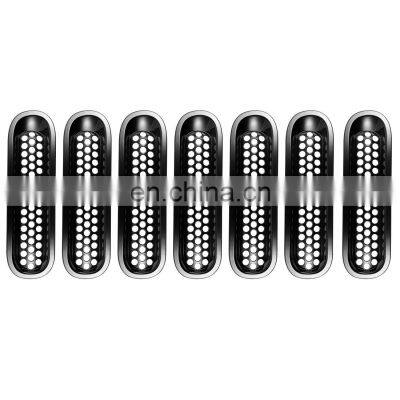 Grille Front Insert Trim Cover Without Lock Hole For Jeep Wrangler JK 7PCS ABS Mesh