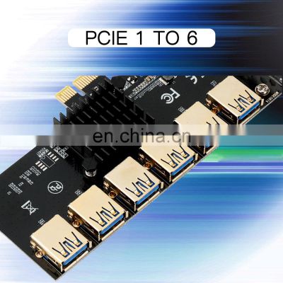 High Speed Pcie Riser Card Riser Board Riser 1 To 6 Usb3.0 Converter Multiplier Expansion Card Adapter