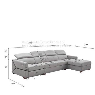 Modern Minimalist Leather Sofa Living Room L-Shaped Chaise Longue Corner Top Layer Cowhide Contact Surface Functional Sofa photo-4