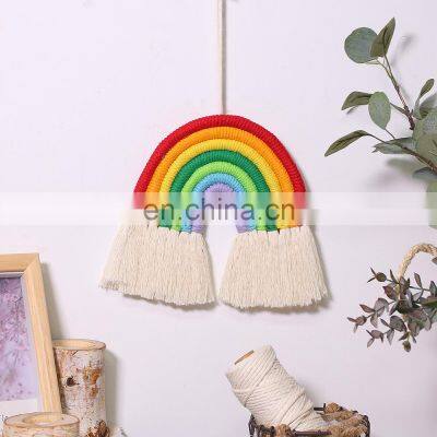 Fashion Wall Murals Woven Macrame Rain Bow Wall Hangings Tassel Decoration Rain Bow Tapestry For Modern Home Decor Deco Maison photo-4