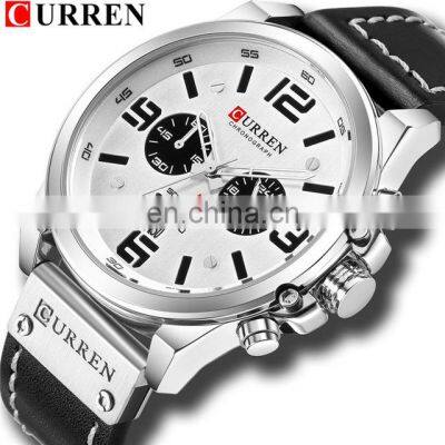 CURREN Mens Watches Top Luxury Brand Waterproof Sport Wrist Watch Chronograph Quartz Military Genuine Leather Relogio Masculino photo-4