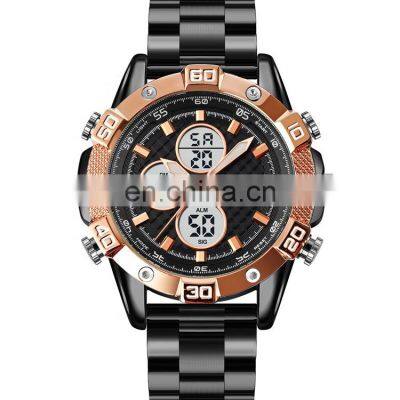 luxury brand SKMEI 1838 double movement 2 time 3atm alloy case stainless steel strap chronograph watches for men