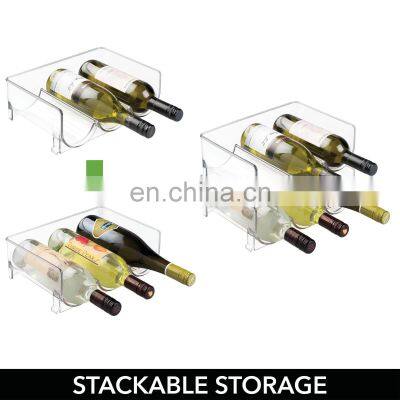 Amazon Hot Kitchen Pantry Refrigerator Storage Bins Free Stand Stackable Plastic Wine Water Bottle Storage Holder Display Rack
