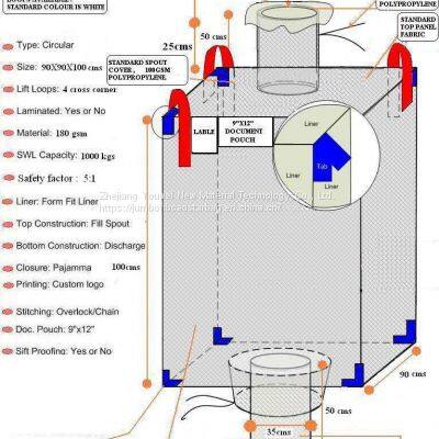 urea fertilizer bags 1 ton 100% virgin China manufacturer 1000kgs tubular u panel pp woven fibc tonne big cement packaging bag