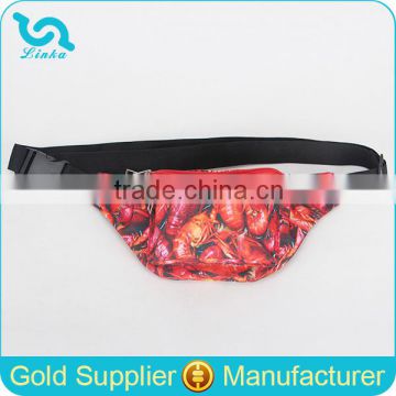 Fashion Crawfish Print Polyester Waist Bag Sport Waist Bag Men Waist Bags OEM