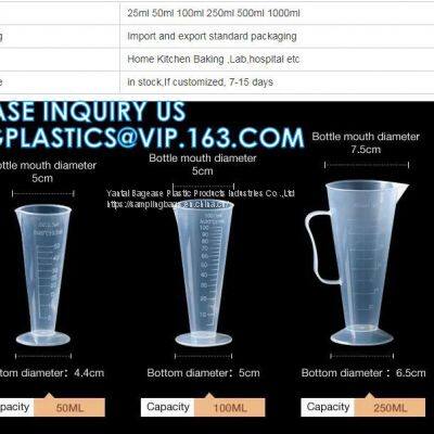 Transparent Conical Plastic Measuring Cylinder Cup With Handle, Lab Round Bottom Conical Plastic Measuring Cylinder photo-5