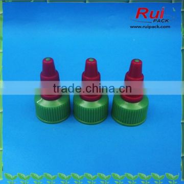 green and red color long nozzle plastic cap,pointed mouth screw cap for plastic squeeze bottle