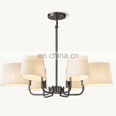 Martineau Round Black Chandelier Fabric Shades Traditional Dining Living Room Chandelier Classic Lighting Fixture for Bedroom