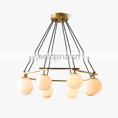 Miira alabaster spherical warm white light chandelier hotel room interior bedroom living room decorative ball LED chandelier