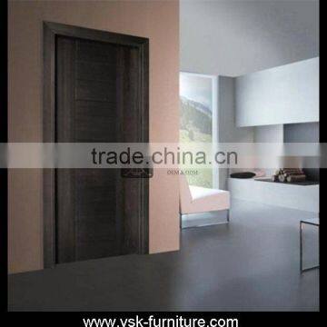 DO-090 Flat Design Black Color Solid Wood Door