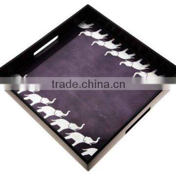 High quality best selling Elephants style Lacquered Square Serving Tray from Viet Nam