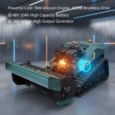 Vigorun MTSK800 Self Propelled RC Track Mower 200m Control Distance EPA Gasoline Engine Multitask Vehicle for Farm