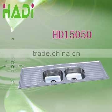 1.5m Double Bowl With Drainboard Sinks Tainless Steel Kitchen Sink HD15050D photo-2