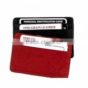 Genuine leather slim and compact mini ID card wallet credit card holder