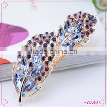 2015 Best seller New design Fashion Jewelry Korea style Leave Crystal Hairpin