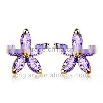 Purple five leaf pattern earring