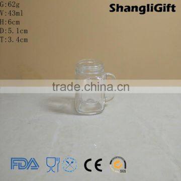 40ml Mini Glass Mason Jar With Handle And Lid Manufacturer