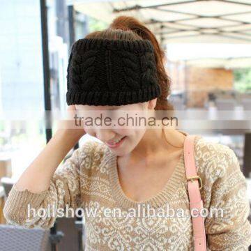 Popular New Arrival Black Color Wool Knitted Girl Winter Headband