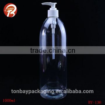 1000ml cylinder PET plastic bottle for shampoo with lotion pump