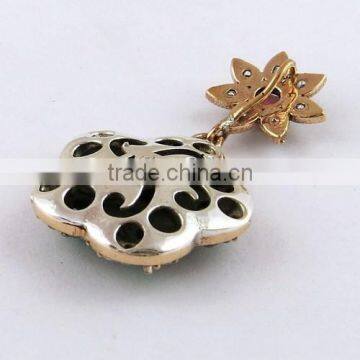 White CZ Green Onyx Red Onyx Pendant, Silver Jewellery India, 925 Silver Jewellery photo-5