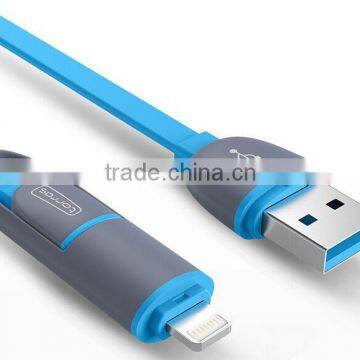 High Quality 2in 1 Cell Phone Charger Cable Flat Micro USB Data Cable For Android/ios Mobile Phone photo-5