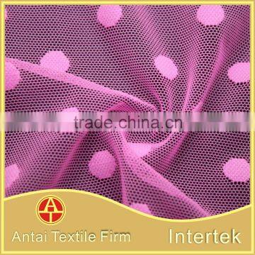 Warp knit translucent big dots nylon mesh fabric for girls dress / Polka dots netting