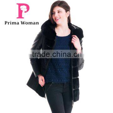 New Design Winter Women Medium Length Slim Fit Coat With Mink Hat Overcoat photo-4