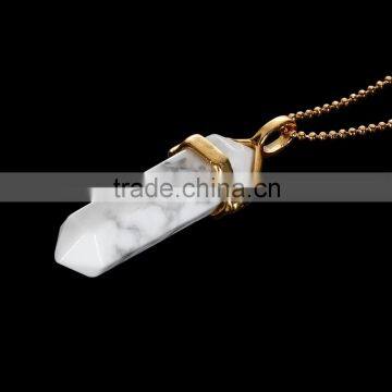 Gorgeous 1pcs Howlite Gold Plated Fashion Jewelry Necklace Pendant (Chain is not Included)