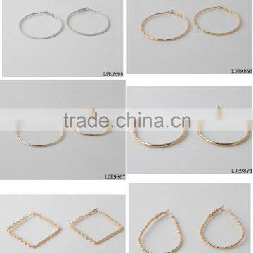 Gold Hoop Pin Catch Earrings Different Size Wholesale