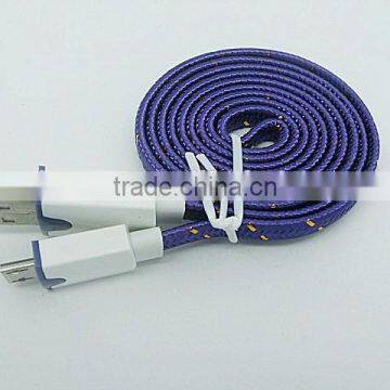 dual color silk braid micro USB flat cable