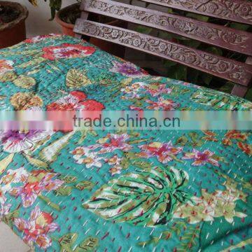 Red Kantha Quilt, Blanket, Bedspread, Bed Cover In Beautiful Design